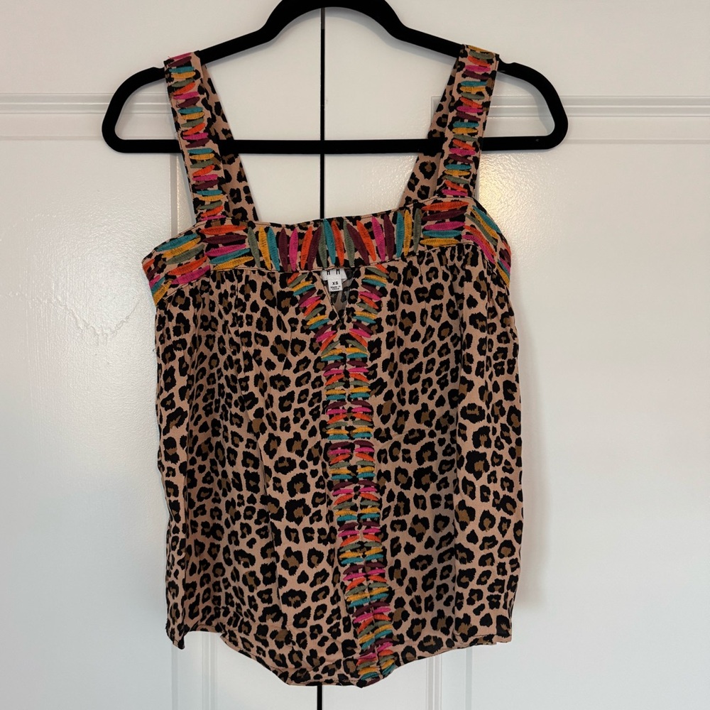 THML Leopard Print Top with Multicolor Straps